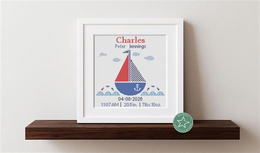 Cross Stitch Pattern Sailboat: Customizable DIY (PDF Download) - Etsy