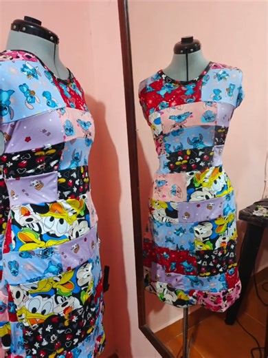 Técnica de Patchwork con estampados infantiles 😂 #costura #diseño #moda #patchwork