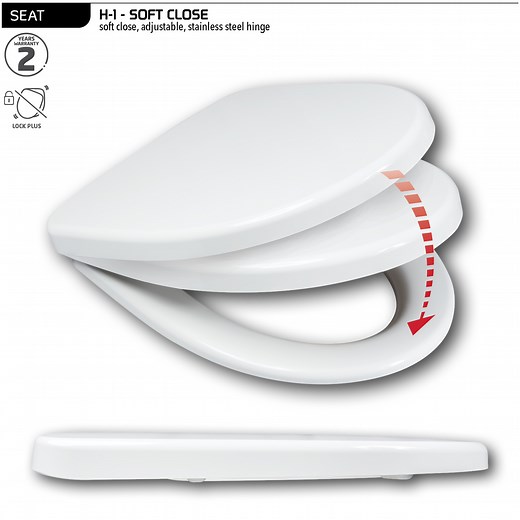 H-1 Toilet Seat - Soft Close SS hinge - Wirquin Manufacturing South Africa