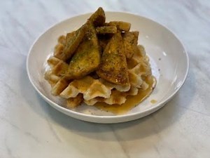 Vegan, Crispy Fried Tofu & Waffles