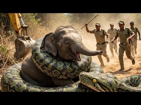 🤯 GIANT PYTHON ATTACKS BABY ELEPHANT! RESCUE TEAM RACES AGAINST TIME! 🐍🐘