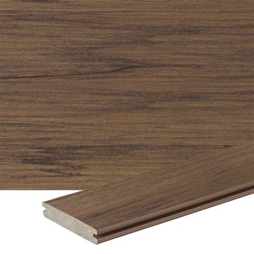 Check The Home Depot's Q&A Before Buying: TimberTech Composite Legacy 5/4 in. x 6 in. x 16 ft. Grooved Pecan Composite Deck Board (Actual: .94 in. x 5.36 in. x 16 ft.)