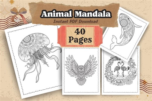 40 Animal Mandala Coloring Pages, Intricate Designs, Stress Relief (PDF Download) - Etsy
