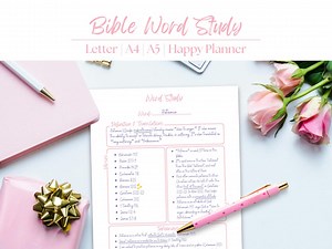 Bible Word Study Guided Scripture Templates Classic Happy Planner Refills Printable Christian Faith Resource for Sunday School US Letter PDF - Etsy