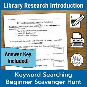 Beginner Research Database Scavenger Hunt (Printable) | Mrs. J in the Library