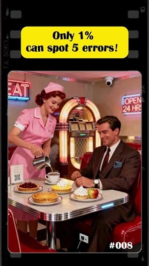 Time Traveler in a 1960 Diner? ☕ Can you find 5 errors? (Case #008)