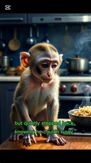Hungry Monkey Baby Fed by Chef 🐒🍜 | Emotional Short #shorts