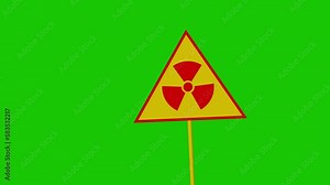 Radiation sign. 3D animation on a green screen Stock Video