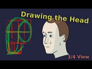 Draw the 3/4 view of the head from the imagination