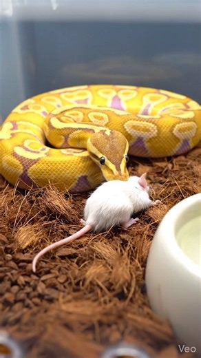 Banana ball python feeding on mouse inside clean keeper-style plastic box | calm controlled reptile feeding Warning [Warning: Live Feeding Video] This content shows animals feeding naturally as part of nature. No harm, no encouragement of violence. Educational wildlife content. #ballpython #bananaballpython #pythonfeeding #snakefeeding #reptilekeeper #wildlifeeducation | Frog Feeding