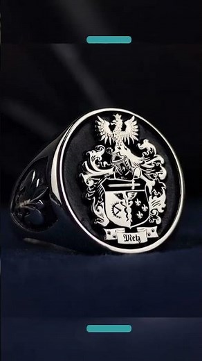 Custom Engraved Family Crest Signet Ring - Sterling Silver Coat of Arms