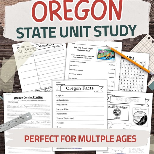 Oregon State Worksheet Pack: Printable Geography and History Unit Study Kit - Etsy