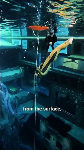 DEEPEST pool in the WORLD 🌍 Would you dare to go down there? #deepdivedubai #freediving #freediver