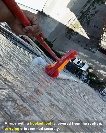 Easy Rope Setup for Broom Transport #RopePulley #ToolWork #SmartMachine #IndustrialProcess #PowerMotion | lamaestramiel