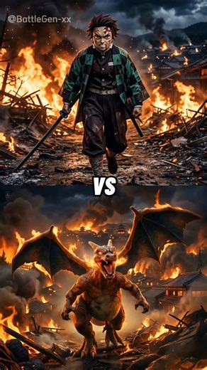 Tanjiro Demon Slayer VS Charizard, Blaziken, Arcanine, Infernape, Magmortar
