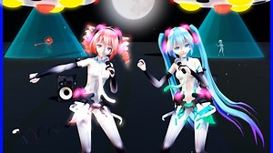 MMD、テト、ミク、宇宙人、計2人と２体で、ピンクレディーUFO・重音テト・初音ミク・Cover