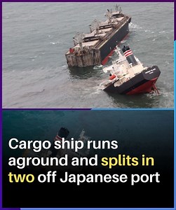 28K views · 48 reactions | All 21 Chinese and Filipino crew members were safely rescued by the coast guard, the ship's Japanese operator, NYK Line, said. The 39,910-tonne woodchip carrier Crimson Polaris went aground on Wednesday while sailing inside Hachinohe Port. It managed to free itself from the seabed, but suffered a crack that widened and eventually caused the vessel to split into two early Thursday, the coast guard said. | Ship Stories | Facebook