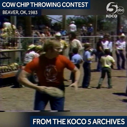 COW CHIP THROWING?! 🐮💩 Yep! Every spring, Oklahomans from across the state gather in the panhandle town of Beaver to take part in the WORLD Championship, Cow Chip Throwing contest! Check out KOCO 5's coverage of the event in 1983! https://bit.ly/2mqwKra | KOCO 5 News