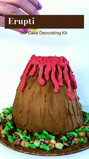 Erupting Volcano Cake Kit! A science project you will want to eat! #cakedecorating #cake #volcano #schoolproject #scienceproject #science #erupting | Sweetology