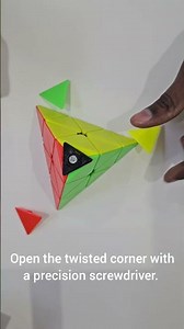 Twisted corner in pyraminx cube #twisted #pyramid cube