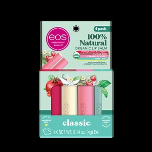 eos 100% Natural & Organic Lip Balm- Strawberry, Mint, Pomegranate, Vanilla, 0.14 oz, 4 Pack - Walmart.com