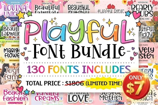 130 Playful Fonts Bundle | Cricut Script Handwritten | Canva Procreate Commercial Use | Digital Download - Etsy UK