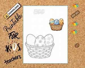 Easter Egg Coloring Page | Printable Activity with Pre-Colored Guide | Prek