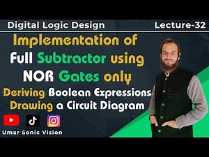 Lecture#32 | Full Subtractor using NOR Gates Implementation, Boolean Expressions & Circuit Design