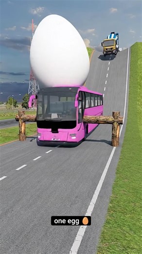 Eggs & Dumper Truck vs Log Trap -BeamNG.Drive #shorts #beamngdrive #bus