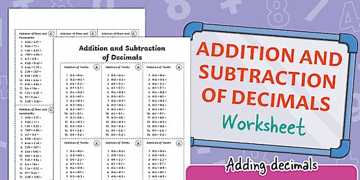 Addition and Subtraction of Decimals Worksheet