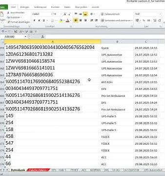 Tracking numbers, shipment tracking numbers, database, roll card, bordero, freight card, Excel VBA