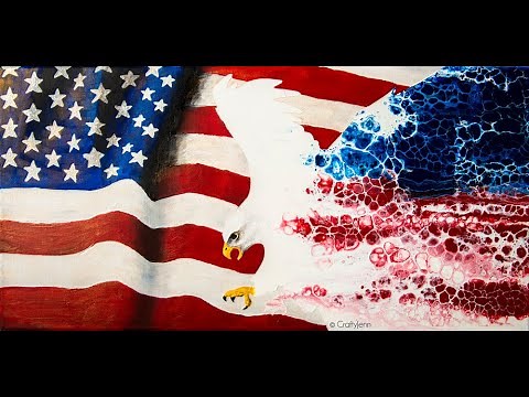 (159) American Eagle Acrylic Pour/Swipe Painting