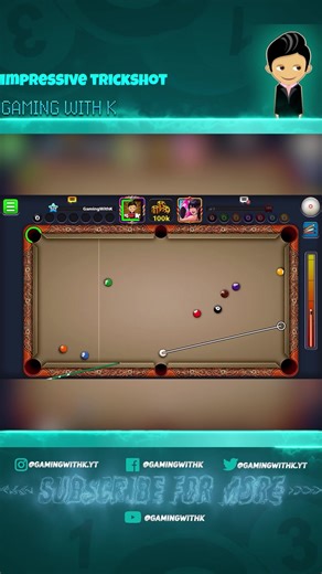 impressive trickshot in tokyo 8 ball Pool#gamingwithk #8ballpool #trickshot | Gaming with K