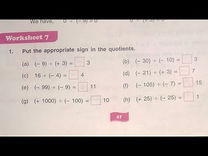 Dav Class 6 Math Chapter 3 Worksheet 7 || Division ➗ Of Integers || Integers || ‪@madhubanclasses‬