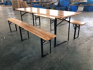 [Hot Item] Outdoor Camping Folding Table Wooden Beer Table Set
