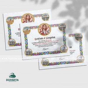 Catholic Certificate Template With Ornamental Border | Editable PSD With 5 Image Placeholders - Etsy