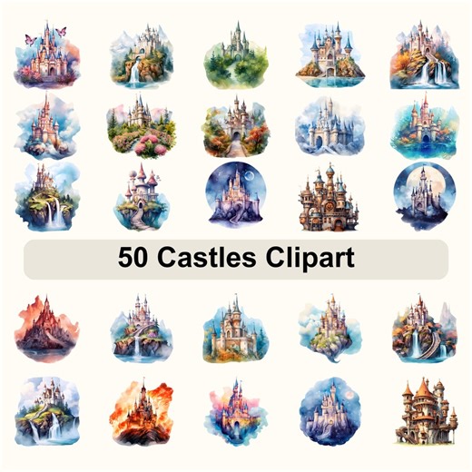 Castles Clipart Bundle • 50 Fantasy Castle PNG • Fairytale Princess Castle Illustrations • Medieval Digital Download • Commercial Use - Etsy