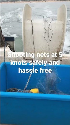 Using a homemade grp / fibreglass net chute to set commercial fishing gill nets easily. Bass Cod