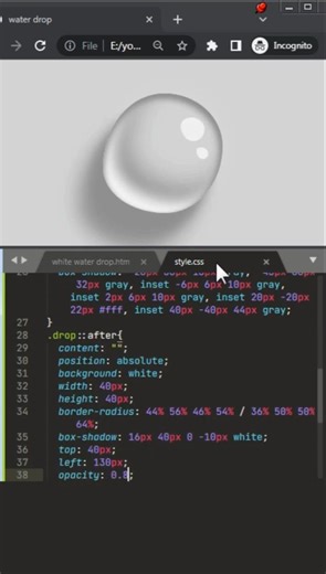 💦 Quick Water Drop Effect! | HTML CSS #shorts #trending #coding