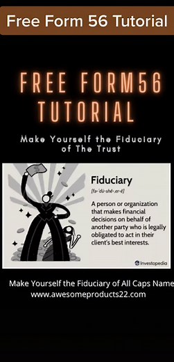 Free form 56 tutorial on my YouTube make yourself fiduciary on my YouTube. Get it now! #fyp #fiduciary #fiduciaryduty #form56 #thetrust #estate #securedpartycreditorprivatebanker