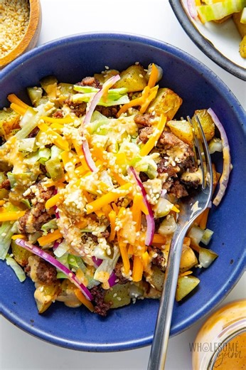 Get your fast food fix without leaving the house or loading up on processed ingredients! 🍔 This meal has all the flavors you crave in a Big Mac, but made fresh and light enough for dinner any night of the week. Say RECIPE and I’ll send you the version I make that even my kids think is better than McDonald’s. ✨ #wholesomeyum #healthyrecipes #bigmac #groundbeef #beefrecipes #fastfoodfix #easydinners | Wholesome Yum - Easy Healthy Recipes