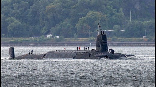 Powerful Vanguard Submarine Navigates the Clyde to Loch Long