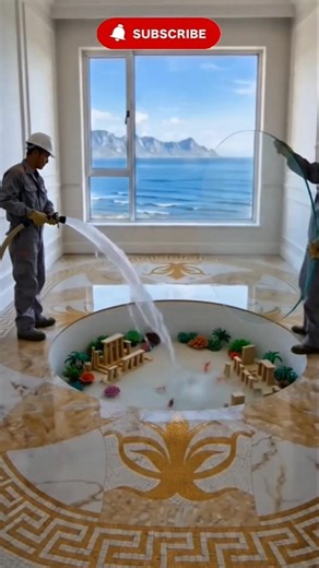 Ancient Greek Mosaic Epoxy Floor + Atlantis Aquarium Portal 😱 Luxury Room Transformation (4K)
