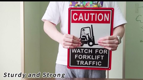 Caution Watch for Forklift Traffic Signs 14”x 10” Forklift Signs Look Out for Forklift Sign Warning Traffic Sign Rust Free Aluminum, Weatherproof, Easy to Install, 2 Pack