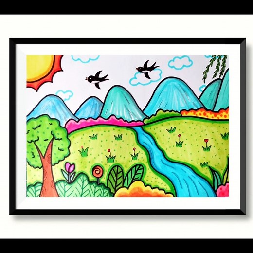 《春天》主题画，春天来了，万物复苏的季节#简笔画#儿童画