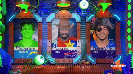 Sandy Cheeks announces James Cook as NVP of Week 8 'NFL Slimetime'