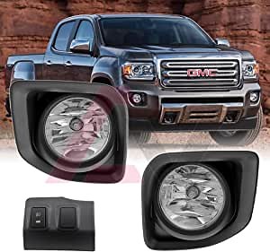 Winjet WJ30-0502-09 2015-2018 GMC Canyon Fog Light Kit with Custom Dash Panel Replacement Wiring Harness Switch Fuse Relay Pair Set Left and Right Driver Passenger Side OE Fitment for - Clear Lens