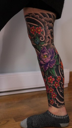 Japanese Floral Leg Tattoos: A Beautiful Sleeve Design