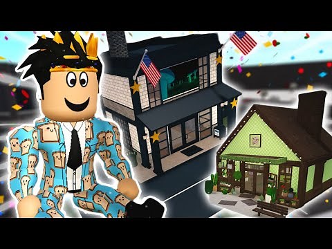 I tried building a POLICE STATION and FLOWER SHOP in my bloxburg city... jail flowers