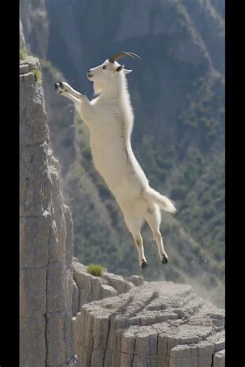 Mountain Goat Walking on a Near-Vertical Cliff | Unbelievable Wildlife Moment #mountaingoat #pov